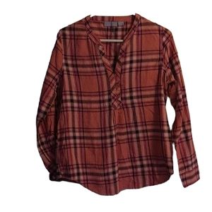 Laura Scott pink flannel pull over blouse, small